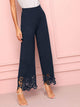 Laser Cut Panel Wide Leg Pants