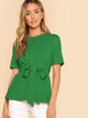 SHEIN Neon Lime Keyhole Back Belted Top