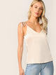 Self Tie Shoulder Satin Top