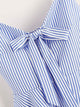 Striped Tie Front Shirred Back Cami Top