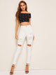 Cut Out Knee Ripped Jeans