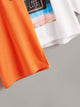 Mixed Print Two Tone Asymmetrical Neon Tee