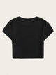 Wink Eyes Print Crop Tee