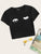 Wink Eyes Print Crop Tee