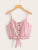 Striped Button Front Knot Hem Cami Top