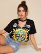 Cartoon Sun Print V-cut Choker Tee