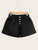 Elastic Waist Rolled Hem Denim Shorts