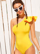 Solid One Shoulder Bodysuit