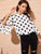 Keyhole Back Bell Sleeve Polka Dot Blouse