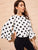 Keyhole Back Bell Sleeve Polka Dot Blouse