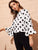 Keyhole Back Bell Sleeve Polka Dot Blouse