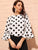 Keyhole Back Bell Sleeve Polka Dot Blouse