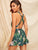 Crisscross Tie Back Tassel Drawstring Tropical Romper