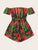 Off Shoulder Tie Front Tropical Romper