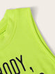 Neon Lime Slogan Print Crop Tank Top