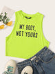 Neon Lime Slogan Print Crop Tank Top