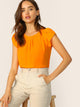 Gathered Neck Buttoned Keyhole Back Blouse