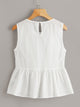 Ruffle Trim Embroidery Print Peplum Top