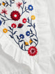Ruffle Trim Embroidery Print Peplum Top