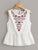Ruffle Trim Embroidery Print Peplum Top