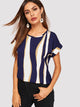 Cuffed Sleeve Color Block Top