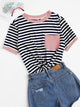 Pocket Patched Striped Ringer Tee