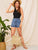 Slant Pocket Rolled Hem Denim Shorts