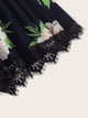 Floral Print Lace Hem Shorts