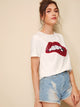 Sequined Sparkely Glittery Cozy Costume Lip Print T-shirt