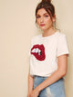 Sequined Sparkely Glittery Cozy Costume Lip Print T-shirt