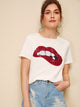 Sequined Sparkely Glittery Cozy Costume Lip Print T-shirt