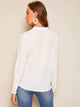 Solid Tab Sleeve V Neck Top