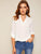 Solid Tab Sleeve V Neck Top