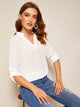 Solid Tab Sleeve V Neck Top