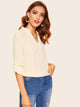 Solid Tab Sleeve V Neck Top