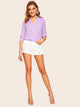 Solid Tab Sleeve V Neck Top