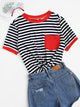 Pocket Patched Striped Ringer Tee