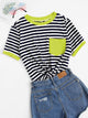 Pocket Patched Striped Ringer Tee