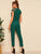 Contrast Lace Cuff Pleated Jumpsuit