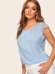 Contrast Lace Sleeve Blouse