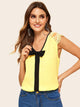Guipure Lace Shoulder Contrast Bow Top