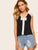 Guipure Lace Shoulder Contrast Bow Top