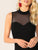 Mock-Neck Mesh Insert Form Fitted Bodysuit