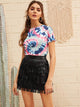 Solid Layered Fringe Skirt