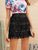 Solid Layered Fringe Skirt