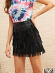 Solid Layered Fringe Skirt