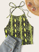 Snakeskin Print Crop Halter Top