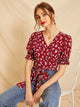 Ditsy Floral Wrap Self Tie Blouse