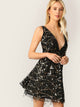 Plunging Crisscross Backless Sequin Fringe Dress