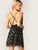 Plunging Crisscross Backless Sequin Fringe Dress